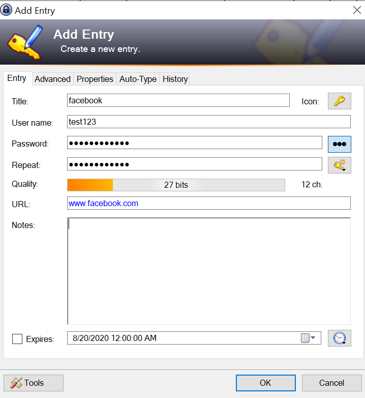 keepass windows user account