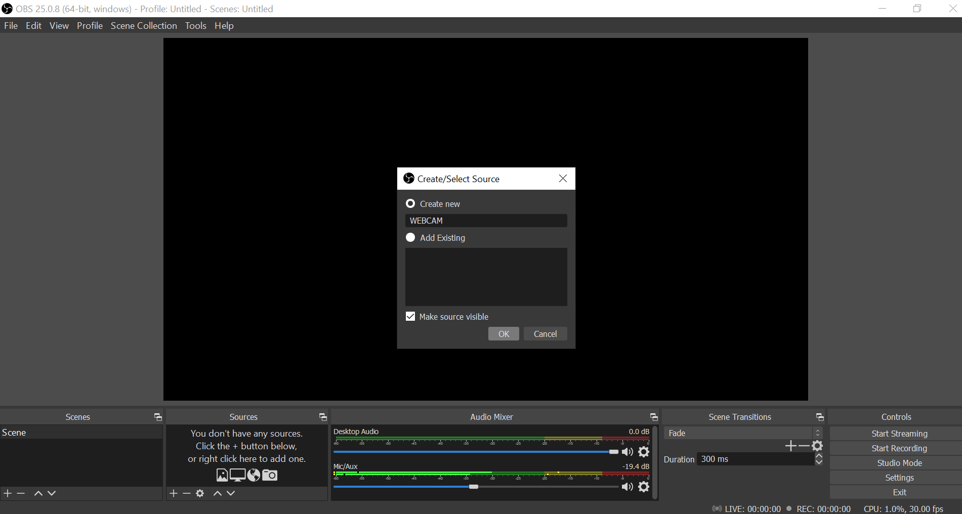 obs studio recording screen and face