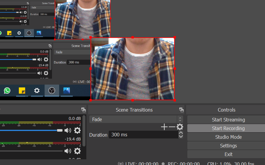 obs studio recording screen and face