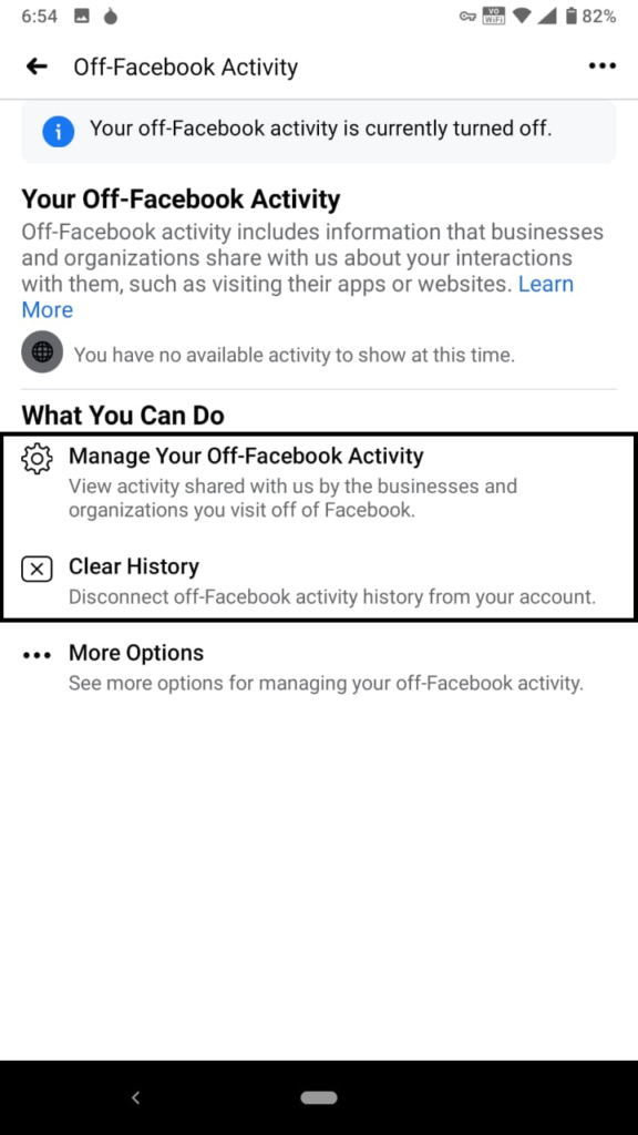 should i turn off future off facebook activity