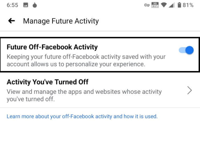 How to disable offFacebook activity in Android? TibCERT Knowledge Base
