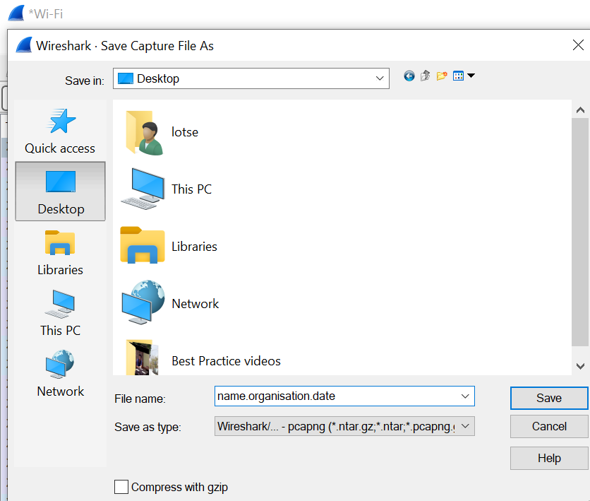 wireshark capture setup